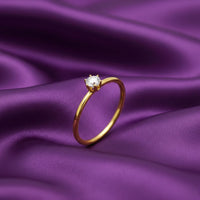 18K Gold Plated CZ Solitaire Ring - Size 6