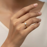 18K Gold Plated CZ Solitaire Ring - RACHIVA
