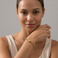 18K Gold Plated Ball Bead Bracelet with Puffy Heart Charm