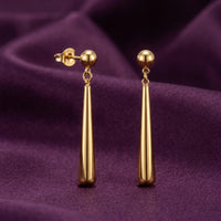18K Gold Plated Ball Stud Elongated Cone Drop Earrings