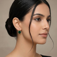 18K Gold Plated Emerald Green Round CZ Leverback Drop Earrings