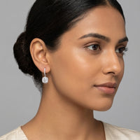 925 Sterling Silver Pear CZ Drop Huggie Hoop Earrings