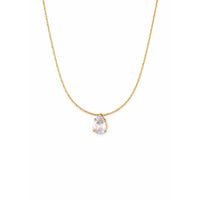 18K Gold Plated Lavender Pear CZ Solitaire Paperclip Chain Necklace