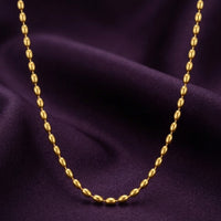 18K Gold Plated Glossy Oval Bead Chain Necklace
