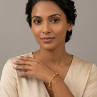 18K Gold Plated Bamboo Link Hinged Bangle Bracelet