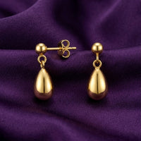 18K Gold Plated Teardrop Ball Stud Drop Earrings