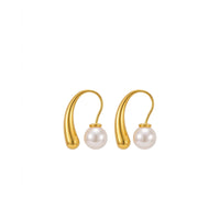 18K Gold Plated Teardrop Hook Freshwater Pearl Earrings