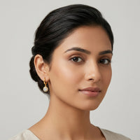18K Gold Plated Round Halo CZ Drop Huggie Earrings