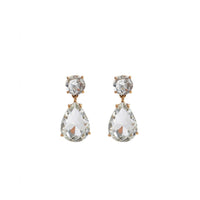 18K Rose Gold Plated Clear Crystal Round & Pear CZ Statement Drop Earrings