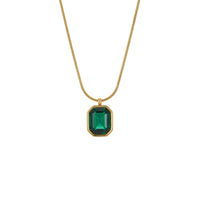 18K Gold Plated Emerald Green Crystal Pendant Necklace