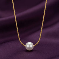 18K Gold Plated Floating Pearl Tube Chain Necklace