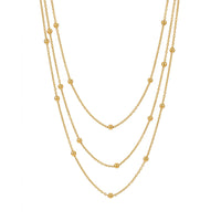 18K Gold Plated Triple Layer Beaded Chain Necklace