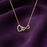 18K Gold Plated CZ Heart & Infinity Interlinked Necklace