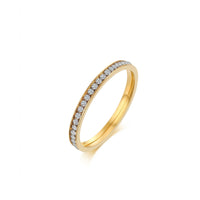 18K Gold Plated Dual Heart Open Ring with CZ Pave