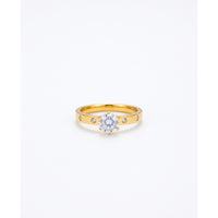 18K Gold Plated Ultra-Thin Single CZ Accent Stacking Ring - Size 7