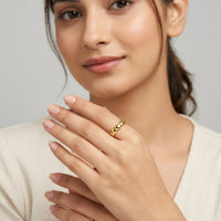 18K Gold Plated Matte Frosted Textured Band Ring - Size 7