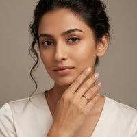 18K Gold Plated Ultra-Thin Single CZ Accent Stacking Ring - Size 6