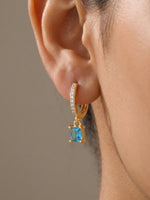 Rachiva 18K Gold Plated Zircon Leaf Hoop Drop Earrings