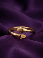 Rachiva 18K Gold Plated Faceted Textured Band Ring - Size 6