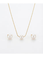 Rachiva 18K Gold Plated Triple Pearl Necklace & Earring Set