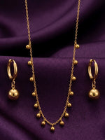 Rachiva 18K Gold Plated Dangling Ball Chain Necklace & Earring Set