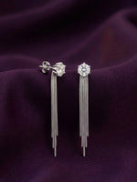 925 Sterling Silver CZ Tassel Fringe Earrings