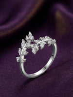 925 Sterling Silver CZ Leaf Cluster Ring