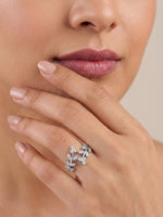 925 Sterling Silver CZ Leaf Cluster Ring