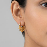 925 Sterling Silver Ball Charm Huggie Hoop Earrings
