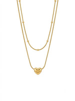 18K Gold Plated Layered Heart Pendant Necklace