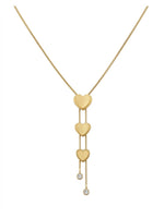 18K Gold Plated Triple Heart Bolo Lariat Necklace