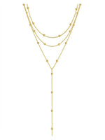 18K Gold Plated Triple Layer Ball Drop Necklace