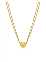 18K Gold Plated Double Chain Ball Pendant Necklace