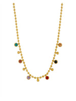 18K Gold Plated Multicolour Gemstone Station Necklace