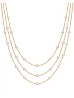 18K Gold Plated Triple Layer Pearl Necklace