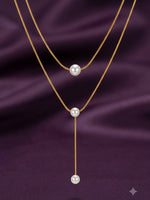 18K Gold Plated Layered Paperclip Pearl Necklace