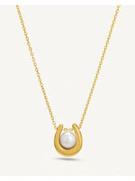 18K Gold Plated Horseshoe Pearl Pendant Necklace