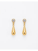 18K Gold Plated CZ Stud Teardrop Drop Earrings