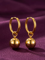 18K Gold Plated Ball Drop Huggie Earrings