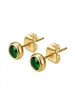 18K Gold Plated Bezel Set Emerald CZ Stud Earrings