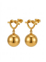18K Gold Plated Knot Stud Ball Drop Earrings