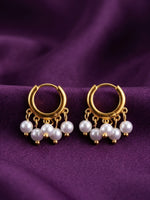 18K Gold Plated Hoop Pearl Fringe Earrings