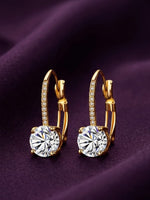 18K Gold Plated CZ Stud Leverback Earrings