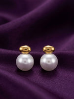 18K Gold Plated Pearl Dome Stud Earrings
