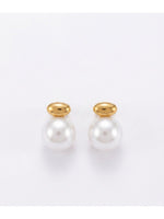 18K Gold Plated Pearl Dome Stud Earrings