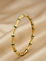 18K Gold Plated Green Enamel Bamboo Bangle
