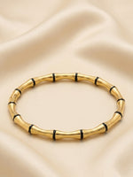 18K Gold Plated Black Enamel Bamboo Bangle