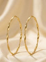 18K Gold Plated Twisted Oval Bangles