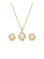 18K Gold Plated Pearl Knot Pendant Set