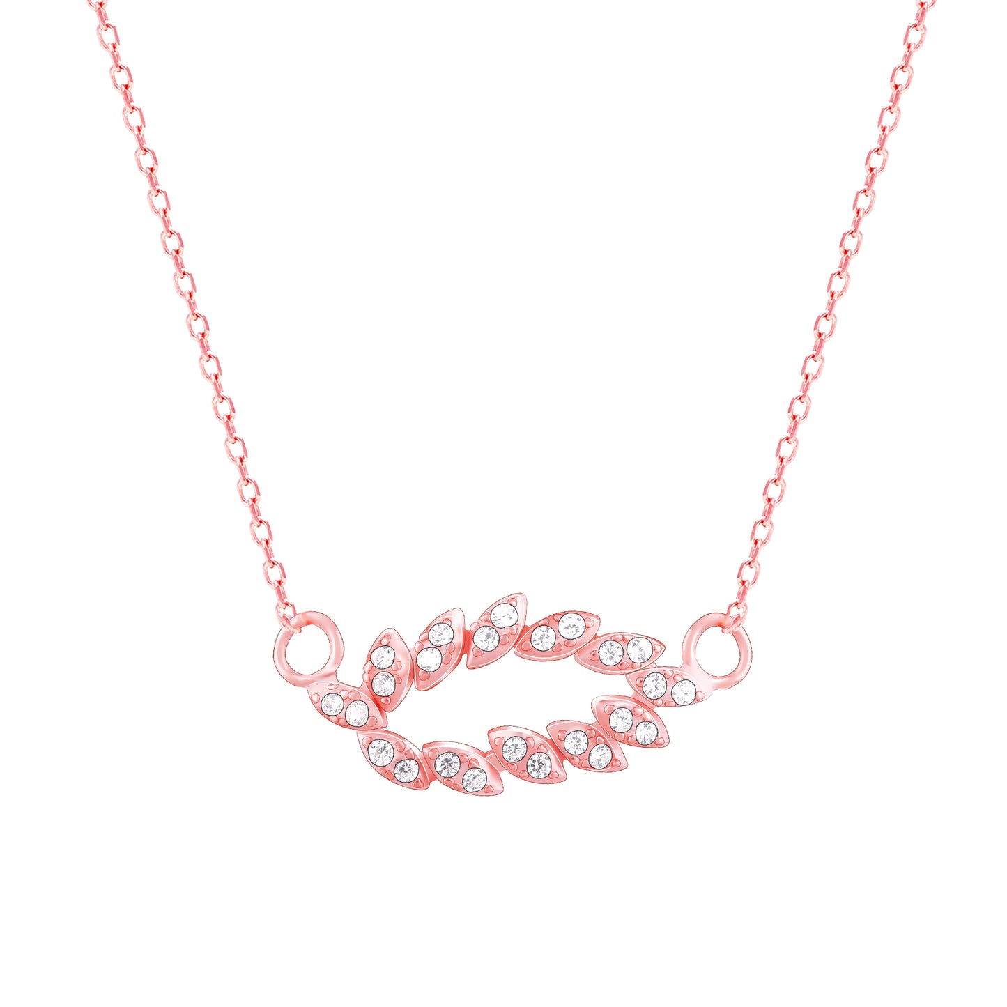 Rose Gold Leaf Cascade Pendant with Link Chain